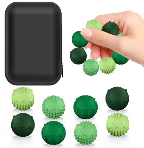 Rongrongago 8 Piezas Bolas Magnéticas de Silicona por Fricción,Magnetic Balls Fidget Toy,Bolas Magnéticas Anti Estrés,Juguetes de Silicona Antiestrés para Adultos y Niños（Verde）