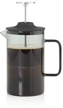 AdHoc MC80 French-Press-Kaffeebereiter Impact | 600 ml | Mundgeblasenes Borosilikatglas & Edelstahlfilter | PreciseFlow Stempel | Spülmaschinengeeignet | Vollmundiger Kaffeegenuss