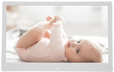 Plyisty 15,6 Tum Digital Bildram Full HD IPS Fotoram med Fjärrkontrollhögtalare Lätt Att Installera för Hem eller Kontor, Elfenben Vitt (EU)
