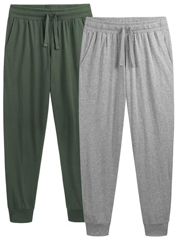 The Essentials Wardrobe 2PK Mens Lounge Pants - Cuffed - Khaki/Grey - Large