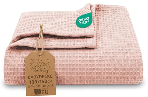 Totsy Baby Coperta Neonato Nido d'Ape tutto l'anno 100x150 cm - copertina cotone traspirante leggera bimbi mezza stagione neonati – carrozzina bambini morbida neonati Oeko-Tex Rosa