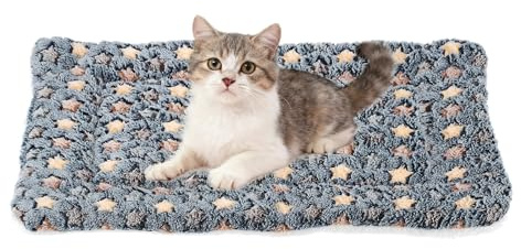 sourcing map Dog Cat Bed Mat, Soft Coral Fleece Pet Cushion Pad with Cute Star Print, Warm Washable Pet Bed 19x13 Inches, (Dark Gray), Intended for Medium Small Dog Cat