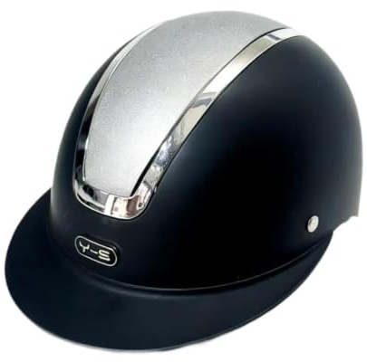 Chatonshen Adjustable Equestrian Helmet with Hat Horse Riding Accessory Equestrian Sports Breathable Ventilation PP Materials Suitable for Children Riding Lesson, Matte Black Silver
