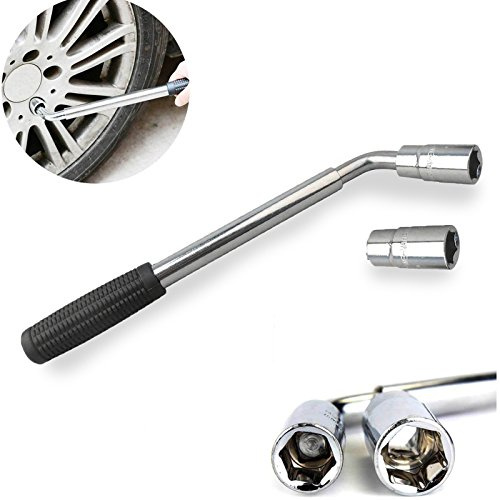 DICN Telescopic Lug Wrench Extendable Wheel Brace with 17mm 19mm 21mm 23mm Standard Sockets for Car Van Truck Spare Tyre Breakdown Emergency Tools