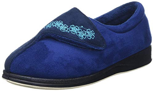 Padders Hug Wide EE Fitting Womens Memory Foam Slippers (4 UK, Royal Combi, numeric_4)