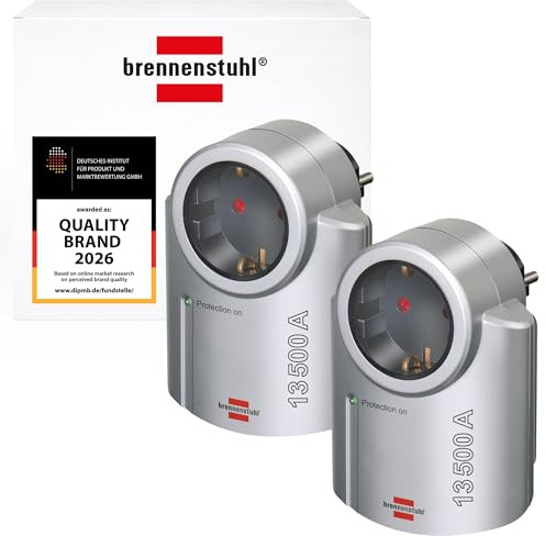 Brennenstuhl Primera-Line Adattatore di presa con protezione da sovratensioni (Adattatore come protezione contro i fulmini per apparecchi elettrici) Argento, nero (6)
