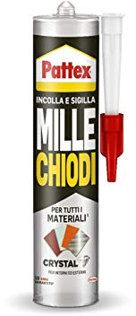 Pattex Mille Chiodi Crystal - Adhesivo sellador óptimo para cristales y espejos, adhesivo de montaje de calidad, pegamento potente para muchos materiales, 1 cartucho de 290 g