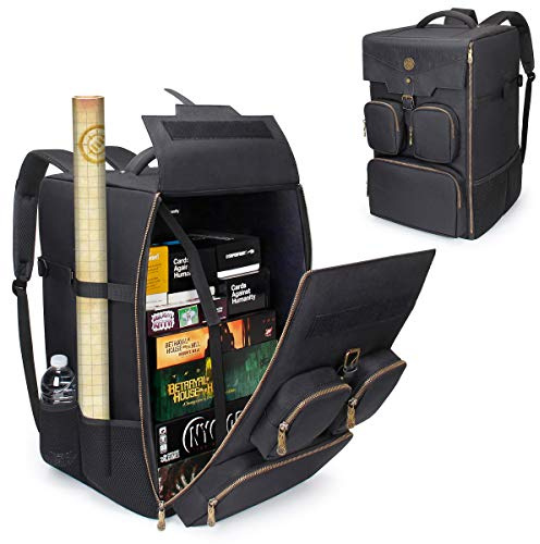 ENHANCE Sac à Dos Jeux de Société avec Sangles d'Epaule Rembourrées, Poignée de Transport et Poches pour Accessoires pour Dés, Jeux de Cartes et Plus - Convient aux Jeux de Société de Toutes Tailles