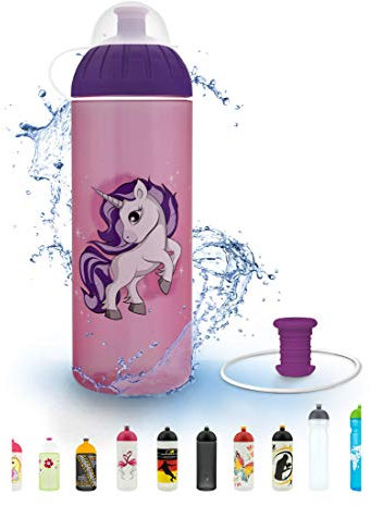 FreeWater Trinkflasche, 700ml, Einhorn 2 rosa: schadstofffrei, spülmaschinengeeignet, auslaufsicher, langlebig