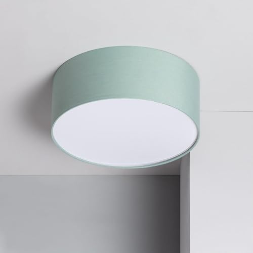 LEDKIA LIGHTING - Deckenleuchte Rund Stoff Ø450 Korsade | Vielseitig für Wohnzimmer, Küche & Schlafzimmer | Anpassbares Licht mit E27-Glühbirnen, Grün, Textil