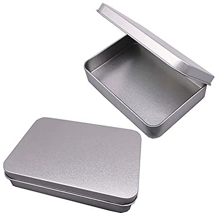 3 Pcs Rectangular Small Empty Hinged Tin Box Mini Storage Containers for Home Jewelry Craft Storage