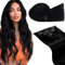 LaaVoo Clip in Extensions Echthaar Schwarz 60cm 120g Lang Extensions Clip in Remy Haarverlängerung Echthaar Extensions Clips Voller Kopf 7PCS #1