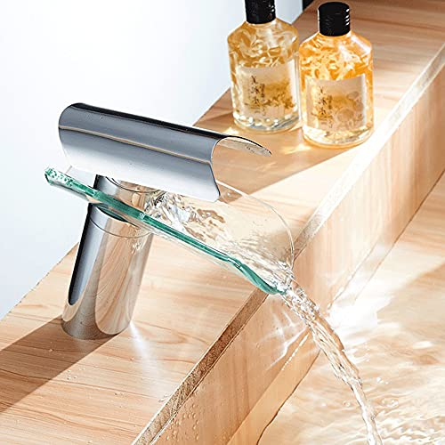 Robinet de lavabo cascade en laiton, moderne en verre, robinet cascade en laiton, cuisine salle de bain, mitigeur monocommande