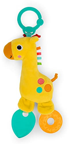 Bright Starts Safari Soother Rattle & Teether Toy for Stroller and On-The-Go - Giraffe - Unisex, Newborn +