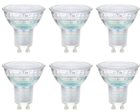 Amazon Basics Foco profesional LED GU10, 3,7 W (equivalente a 35 W), blanco frío, Regulable, 6 Unidad, Paquete de 1