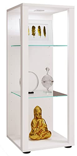 VCM Glasvitrine Stehend mit ESG-Sicherheitsglas | Maße ca. H. 90 x B. 35 x T. 35 cm | Modern und Platzsparend | Vitrinenschrank Glasol M