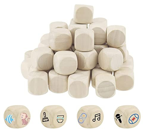 MaoNativey 20 Cubi di Legno Vuoti Fai da Te Dadi in Legno Non Verniciati Dadi con Angoli Arrotondati Blocchi di Legno per Fai da Te e Artigianato, 20 mm
