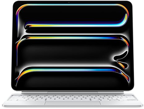 Apple iPad Magic Keyboard – tangentbord och fodral till iPad Pro 13 tum (M4), bekvämt att skriva på, inbyggd styrplatta, rad med funktionstangenter, svenskt – vit ​​​​​​​