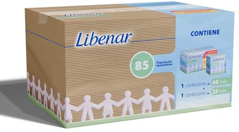 Libenar Soluzione Isotonica, Soluzione Fisiologica Salina per Detersione di Naso, Occhi, Orecchie e per l'Inalazione in Aerosol, Adatto a Neonati e Bambini, Flaconcini Monouso da 5 ml, 85 Flaconcini