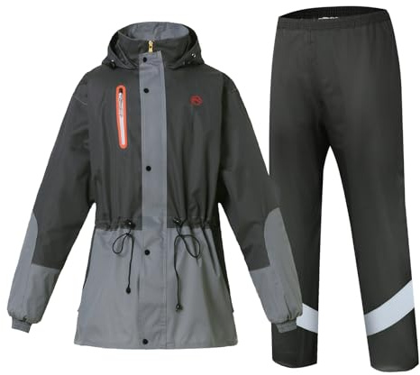 Ynport Crefreak Trajes de Impermeable para Hombre Monos Impermeables al Aire Libre Conjunto de Trajes de Lluvia Transpirables Impermeable de Ciclismo Unisex Ropa de lluvia con Capucha
