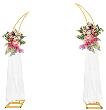 Large Metal Balloon Arch Backdrop Stand, Set of 2 Moon Curved Wedding Arch Frame Flower Arch for Ceremony Birthday Anniversary Bridal Baby Shower Floral Decorations(6.2ft,6.9ft)