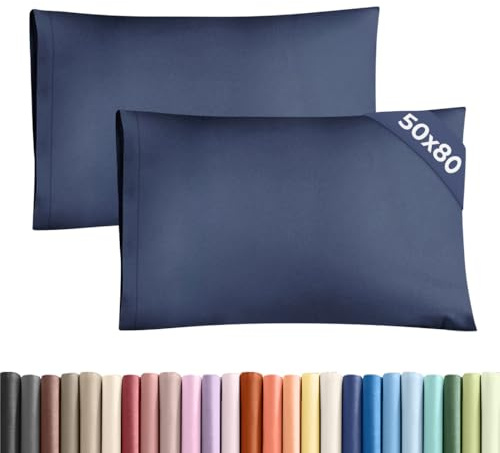 Federa 50x80 Blu marino - Set da 2 - Federe in Microfibra di Alta Qualità - Morbide, Confortevoli e Lavabili in Lavatrice - Federa 50x80 per Cuscini, Set 2 Federe Blu marino - OEKO-TEX Certificato