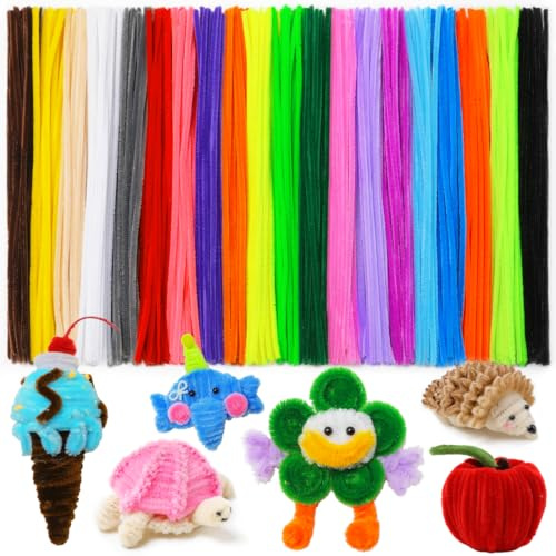 Tiehuoxia 200 PCS Pipe Cleaners, 20 Colors Pipe Cleaners for Crafts, Arts and Crafts Supplies for DIY, Decorations (Multi-colored)