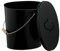 Relaxdays Ash Bucket with Lid, 12 Litres, Wooden Handle, for Coal & Briquettes, Fireplace Bin, Steel Container, Black, Wood