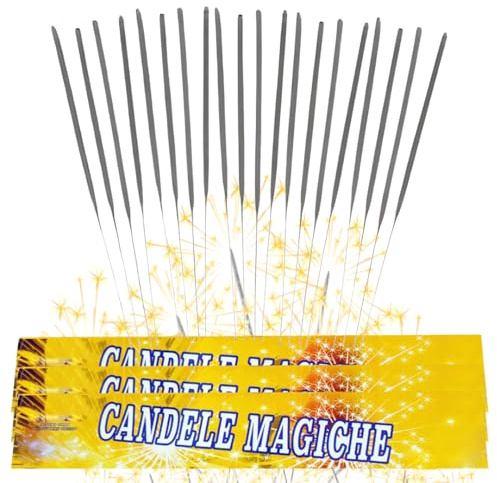 48 Candeline Magiche 25 CM Scintille Luminose Scintillanti Per Matrimonio Compleanno Capodanno Party Cat.1 (F1)