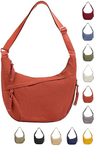 GUSXPPD Crescent Bag pour Femme, Sac Demi-lune Nylon, Sac à Bandoulière Demi-Lune, Bandoulière en Nylon avec Fermeture éClair, Boulette Avec Sangle Réglable Portable Crescent