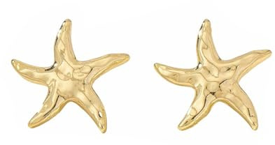 XFSRG Boucles d'Oreilles en Etoiles de Mer 14K Plaqué Or Hypoallergénique Grandes Boucles d'oreilles Dorées Style Bohème pour Plage Océan Mer Bijoux d'été (Or 1)