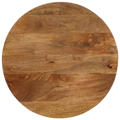 ROMHZKS Tischplatte Ø 60x3,8 cm Rund Massivholz Mango Naturholztafel Naturholz Tischplatte Esstischplatte Holz für Wohnzimmer Esstisch