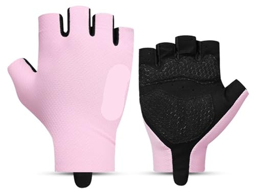 SNGUOQ fitnesshandskar, sommarcykling halvfinger andas gym sport för fitness och träning (rosa, M)