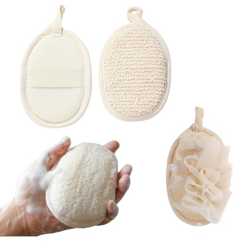 JYNXOR 3 Pcs Spugna Luffa, Spugna Doccia Esfoliante, Spugna Corpo Organica, Spugna Di Luffa Esfoliante, Luffa Naturale Per La Cura Del Corpo e La Rimozione Della Pelle Mort, Per Fare Il Bagno, Bagno