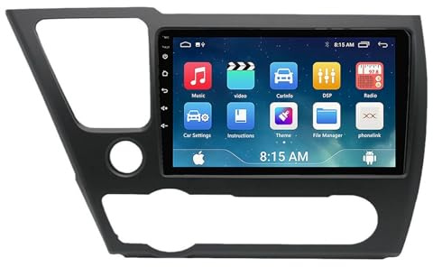 Autorradio Android 15 de 9 Doble DIN para Honda Civic 2013-2016 con CarPlay, Bluetooth, GPS, Radio FM, cámara Trasera, Control del Volante y WiFi (A1 1G+32G)