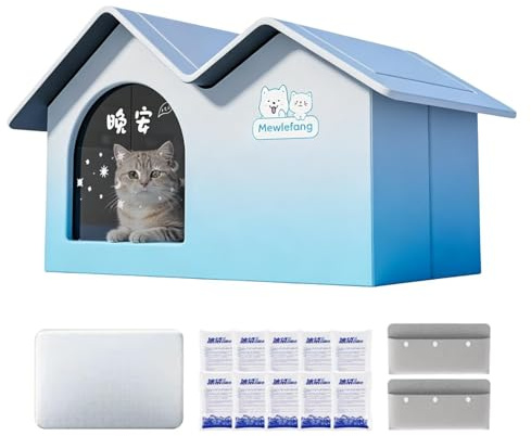 Casa De Refrigeración para Gatos, Casa De Refrigeración para Mascotas con Bolsas De Hielo Caseta Refrigerada Portátil para Gatos Tienda De Campaña para Mascotas
