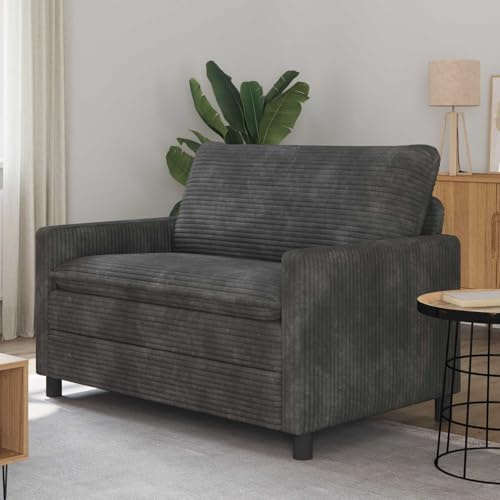 Kaloriko Sofá gris oscuro 126 x 81 x 87,5 cm poliéster, dos plazas con estructura metálica y funda extraíble para salón, diseño moderno, cómodo conjunto de tapicería con estructura robusta