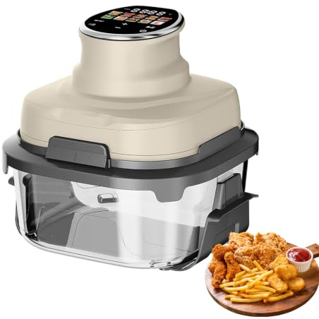 2-i-1 Air Fryer-Ugn 6 L, Varmluftsugn på 1500 W | 360° Varmluftssystem för Krispig Tillagning med Lite Olja, med Glasfönster,Justerbar från 80 °C till 200 °C(white)