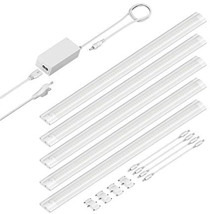 ledscom.de LED Unterbau-Leuchte SIRIS weiß matt, flach, je 50cm, je 655lm, weiß, 5er Set