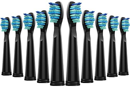 10 Stück Ersatzbürsten für Fairywill Zahnbürste FW 507/508/515/551/917/959/2011/D1/D3/D7/D8, Zahnbürstenaufsatz für Die Meisten SG-Serie, HP126A, TB-5, Mittelweiche Zahnbürstenborsten