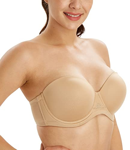Lemorosy Multiway Contour Strapless Bra Women's Plus Size Full Coverage Underwire(Nude,34D)
