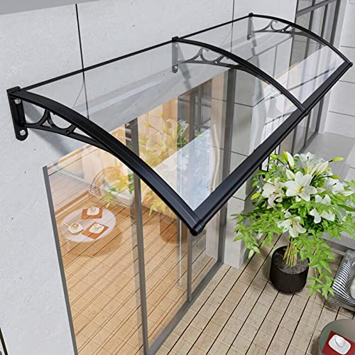 UV-Regen-Schneeschutz Vordach für Haustür,Fenster Türüberdachung,Haustürdach Regenschutz Pultbogenvordach,Selbstreinigende Transparente Polycarbonat Veranda Pultvordach (80x210cm/31 x83)