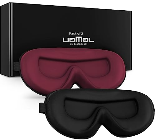 Pack of 2 Sleep Mask, Eye Mask for Sleeping, Eye Mask,100% Blackout Sleeping Masks, Sleep Masks for Women & Men, Zero Pressure Sleep Eye Masks with Adjustable Strap, Travel Essentials, 3D Sleep Masks