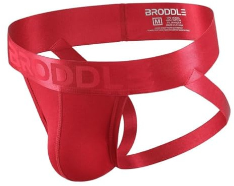 BRODDLE Men's Jockstrap Athletic Supporter Male Active Sport Jock Straps Underwear Red X-Large