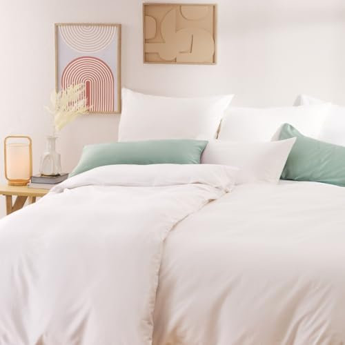 Blumtal Mako Satin Bettwäsche 140x200 Baumwolle Weiß - Bettdeckenbezug mit frei wählbaren Kissenbezug - individuell anpassbares Bettwäsche-Set aus 100% Baumwolle - Oeko Tex Zertifiziert