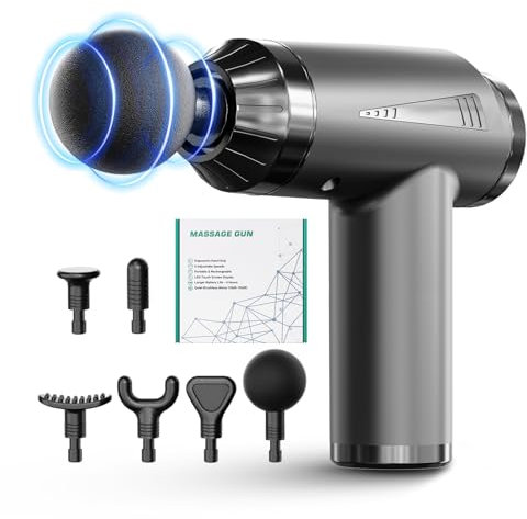 Deep Tissue Massager Gun Handheld Massager Sport Massage Gun 5 Speeds with 6 Massage Heads Powerful Percussion Muscle Massage Gun for Athletes Back Pain Relife