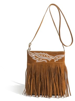 PORRASSO Retro Umhängetasche Damen Fransen Schultertasche PU Beuteltasche Crossbody Bag für Dating Reisen Täglichen Gebrauch Braun