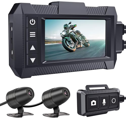 IXROAD Motorbike Dash Cam Front and Rear 1080P Motorcycle Camera Waterproof Dashcam with 3 Screen, Wired Remote, WiFi, GPS, EIS, HDR, G-sensor, Parking Mode, Maximum 256GB
