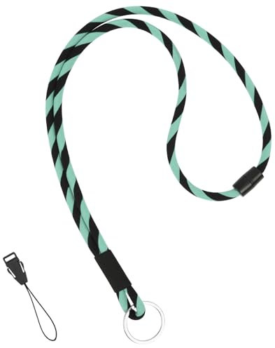 OFFCUP Schlüsselband Lang, Nylon Lanyards mit karabiner, Schlüsselbänder Umhängebänder mit Drehbarem Metallclip Abnehmbare Neck Lanyard Langes Handgelenk Paracord-Grün