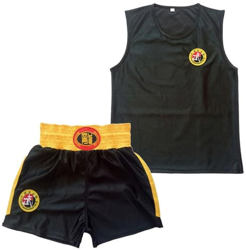 SDKZBFC Ärmelloses Kinder Kampfsport Uniform Set,Boxset für Erwachsene, Atmungsaktive Sparring Performance Trainingsanzüge Ideal für Training und Wettkämpfe Schwarz 140